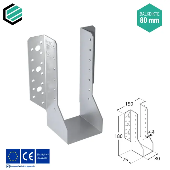 Raveeldrager 80x180 mm (2,0 mm) verzinkt (10 stuks)