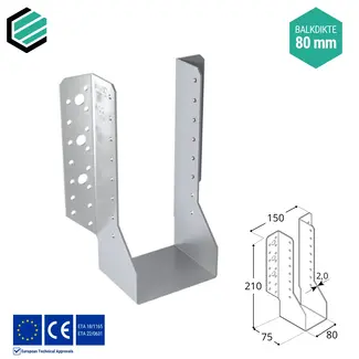 Domax  Raveeldrager 80x210x75 mm (2,0 mm) verzinkt (10 stuks)