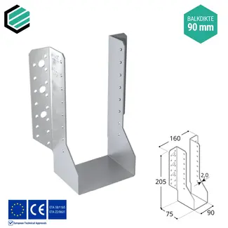 Domax  Raveeldrager 90x205x75 mm (2,0 mm) verzinkt (10 stuks)