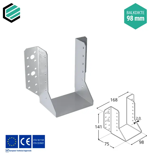 Raveeldrager 98x141 mm (2,0 mm) verzinkt (10 stuks)