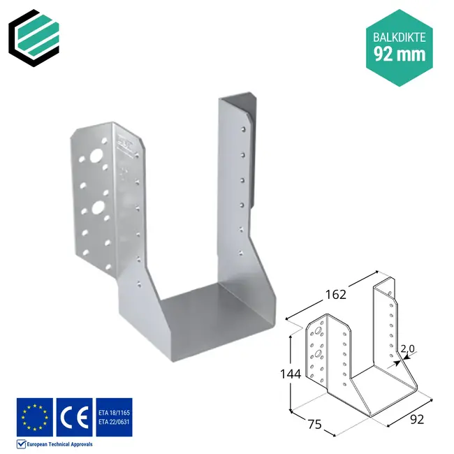 Raveeldrager 92x144 mm (2,0 mm) verzinkt (10 stuks)
