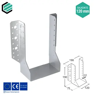 Domax  Raveeldrager 120x190x75 mm (2,0 mm) verzinkt (10 stuks)