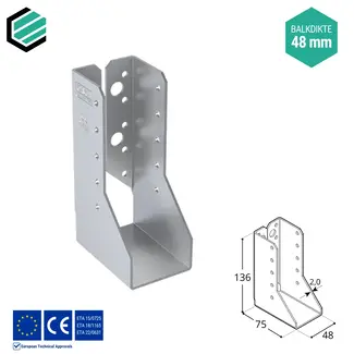 Domax  Balkdrager 48x136x75 mm (2,0 mm) verzinkt (10 stuks)