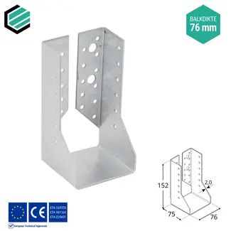 Domax  Balkdrager 76x152x75 mm (2,0 mm) verzinkt (10 stuks)