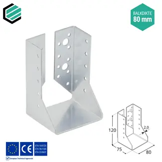 Domax  Balkdrager 80x120x75 mm (2,0 mm) verzinkt (10 stuks)
