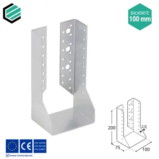 Domax  Balkdrager 100x200x75 mm (2,0 mm) verzinkt (10 stuks)
