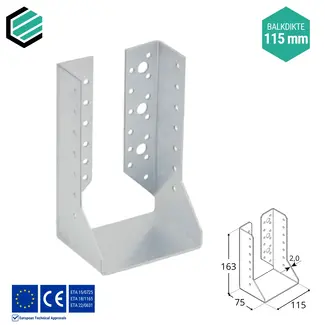 Domax  Balkdrager 115x163x75 mm (2,0 mm) verzinkt (10 stuks)