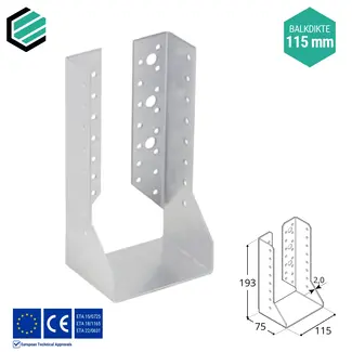 Domax  Balkdrager 115x193x75 mm (2,0 mm) verzinkt (10 stuks)