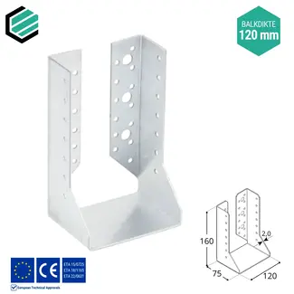 Domax  Balkdrager 120x160x75 mm (2,0 mm) verzinkt (10 stuks)