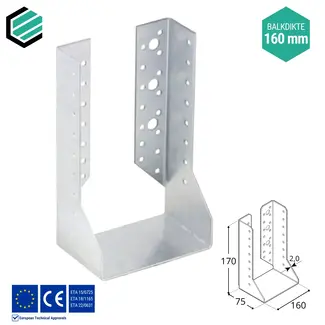 Domax  Balkdrager 160x170x75 mm (2,0 mm) verzinkt (10 stuks)