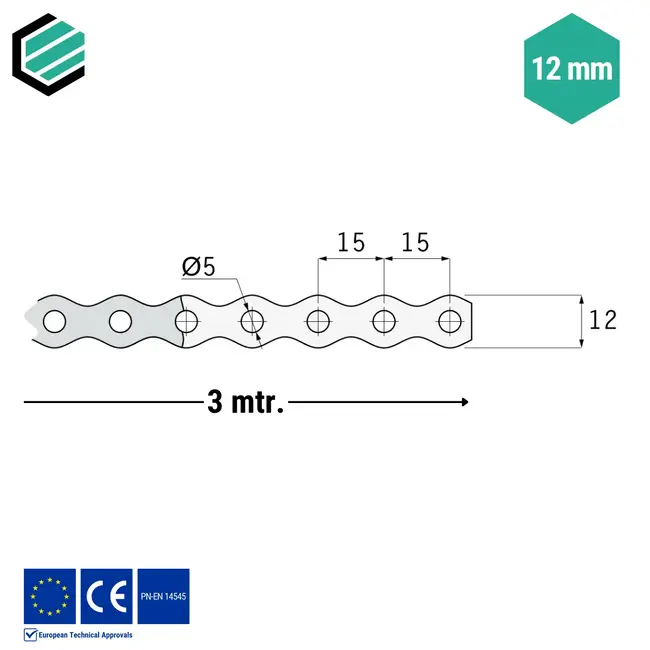Montageband 12x0,7mm verzinkt Groen - Rol 3 mtr.