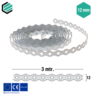 Domax  Montageband 12x0,7 mm verzinkt Wit - Rol 3 mtr.