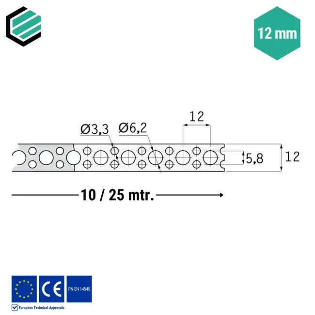 Montageband 12x0,7mm verzinkt - Rol 25 mtr.