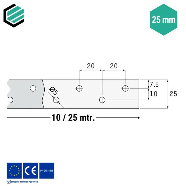 Windverband 25x1,50mm verzinkt - Rol 10 mtr.
