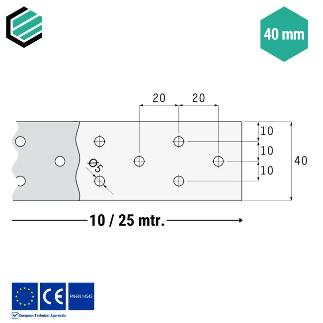 Windverband 40x2mm verzinkt - Rol 25 mtr.