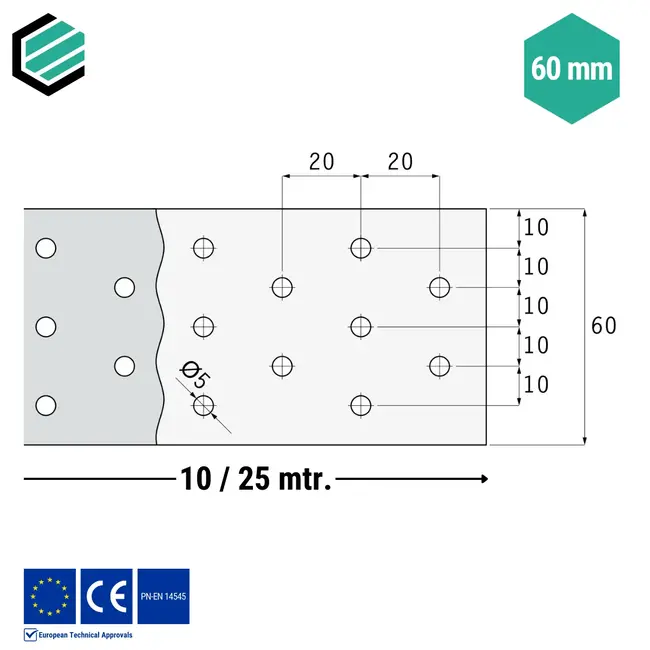 Windverband 60x2 mm verzinkt - Rol 10 mtr.