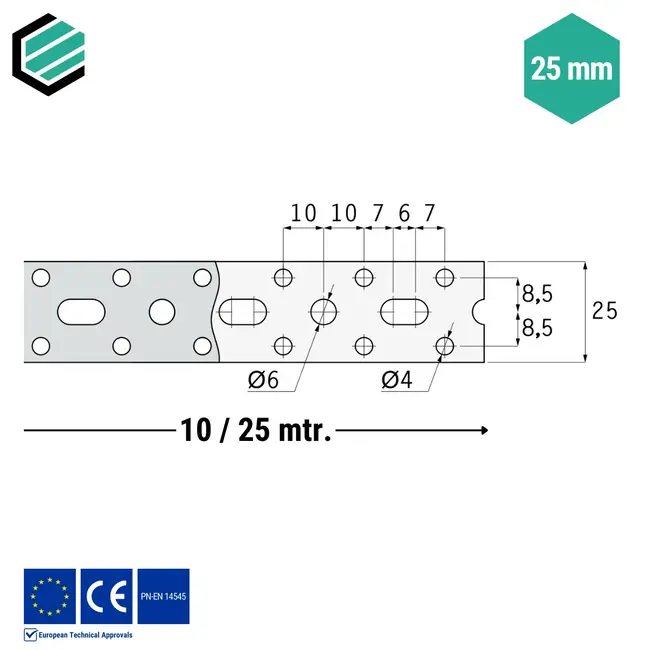 Windverband 25x1,50mm verzinkt - Rol 25 mtr.