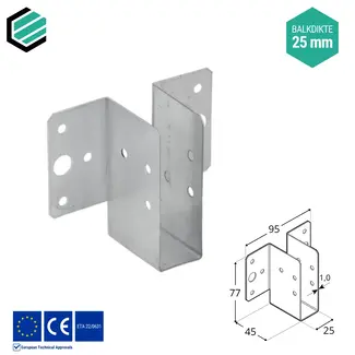 Domax  Regeldrager 25x77x45 mm (1,0 mm) verzinkt (10 stuks)