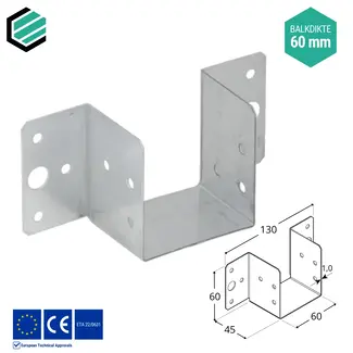 Domax  Regeldrager 60x60x45 mm (1,0 mm) verzinkt (10 stuks)