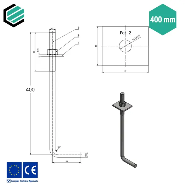 Muurplaatanker 40 cm (10 stuks)