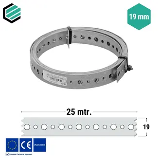 Domax  Montageband 19x0,9 mm verzinkt - Rol 25 mtr.