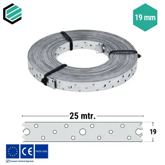 Domax  Montageband 19x0,9 mm verzinkt - Rol 25 mtr.