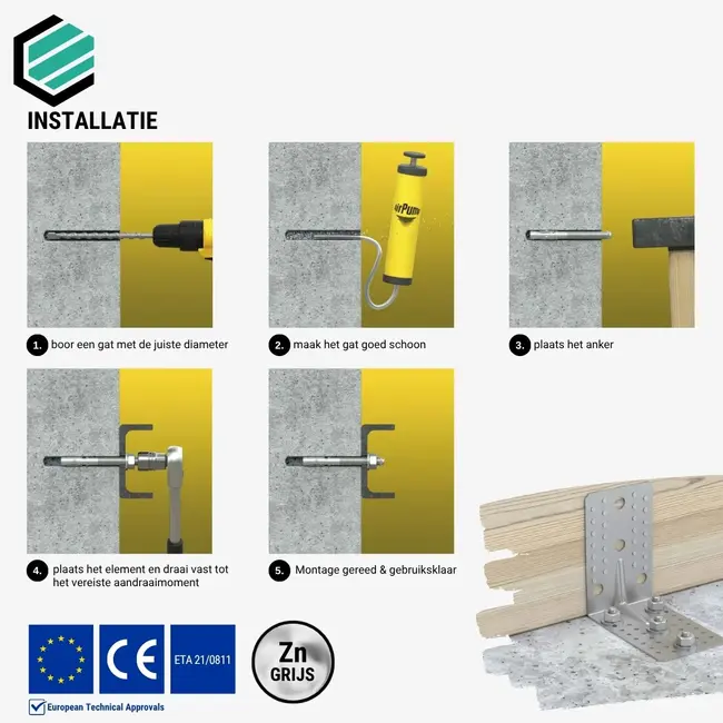 Doorsteekanker M6 x 50 mm  (100 stuks)