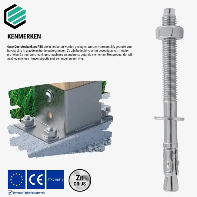 Doorsteekanker M16 x 120 mm (10 stuks)