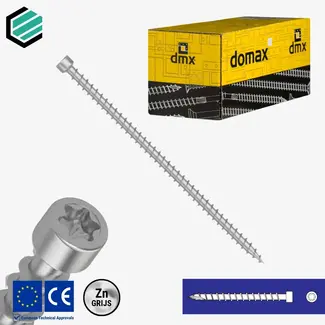 Domax  Voldraadschroef 6 x 200 mm grijs TX30 (100 stuks)