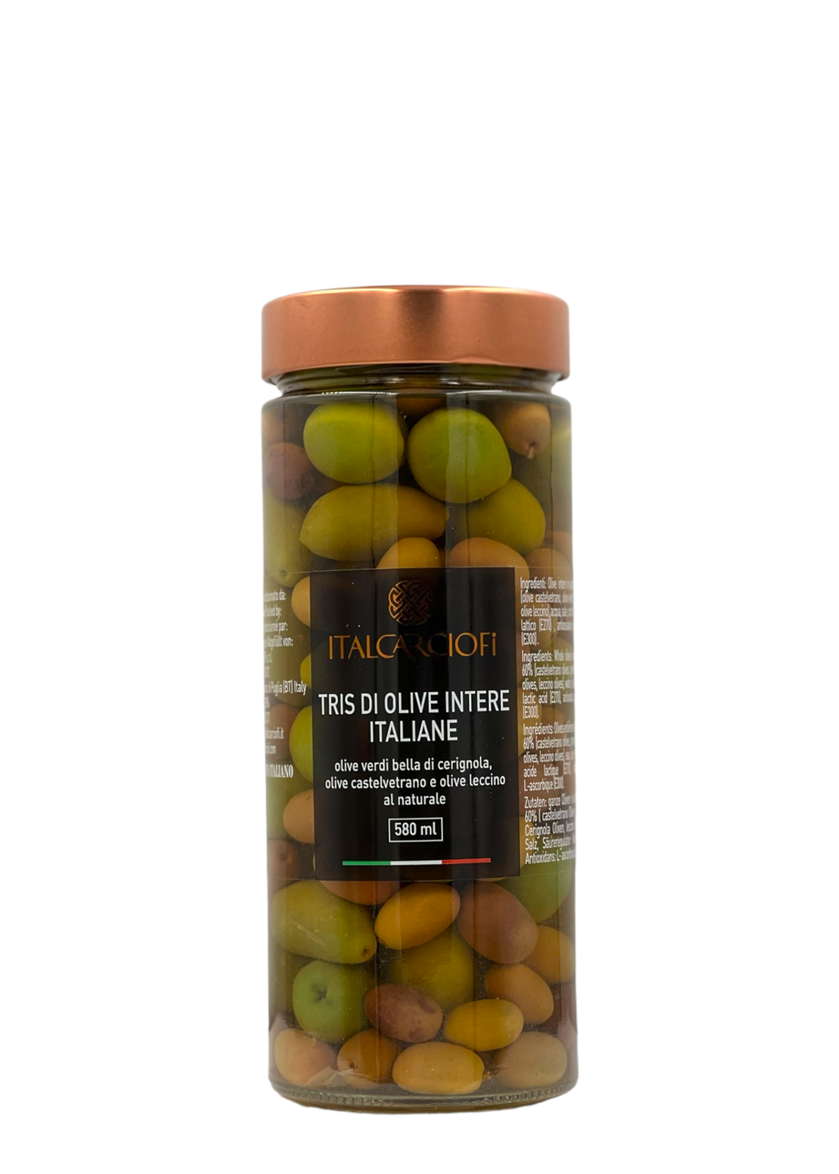 italcarciofi Tris di olive intere italiane 580ml - Italcarciofi