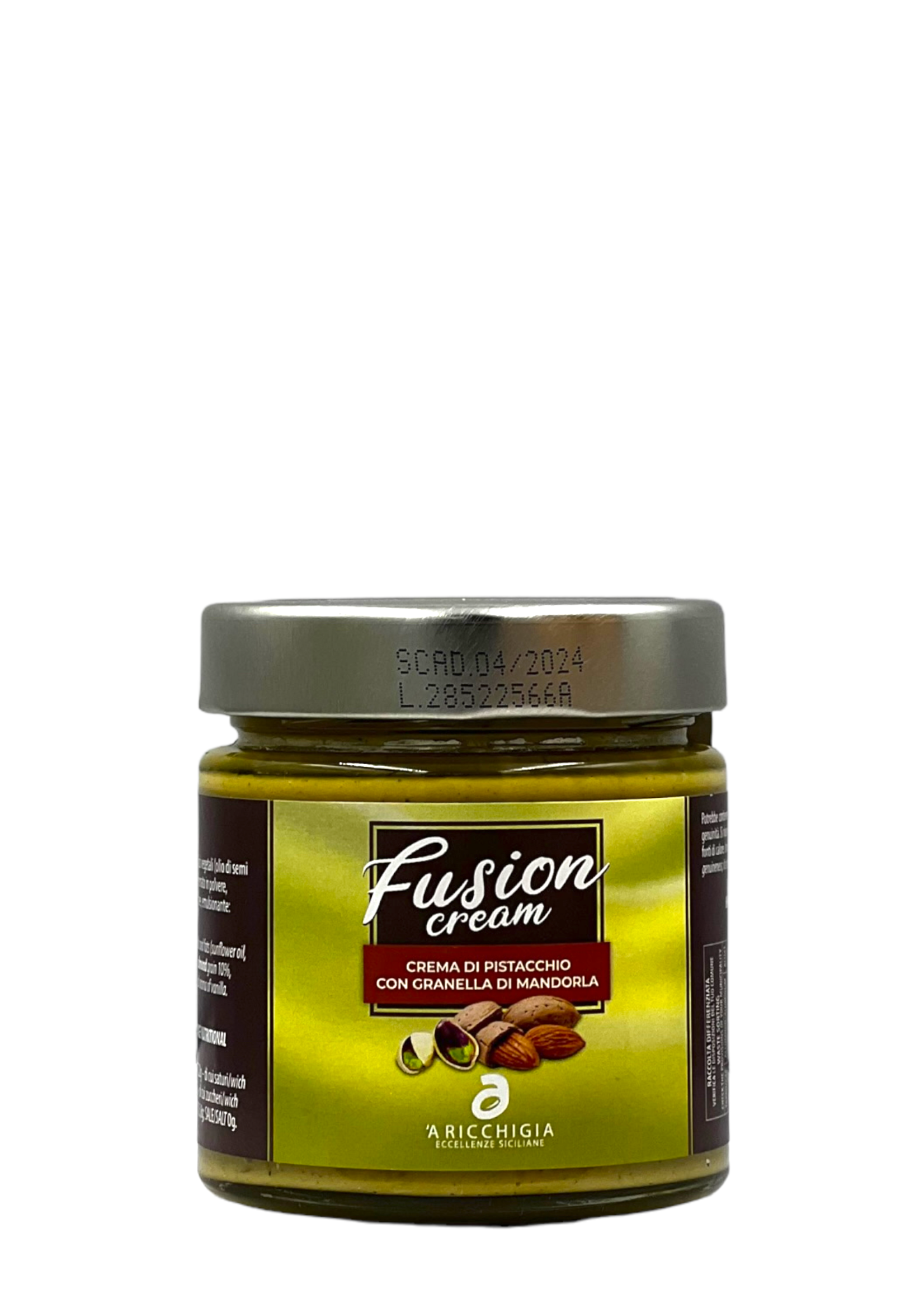 'A Ricchigia Fusion Crema di pistacchio di Bronte con granella di mandorla 190g - 'A Ricchigia