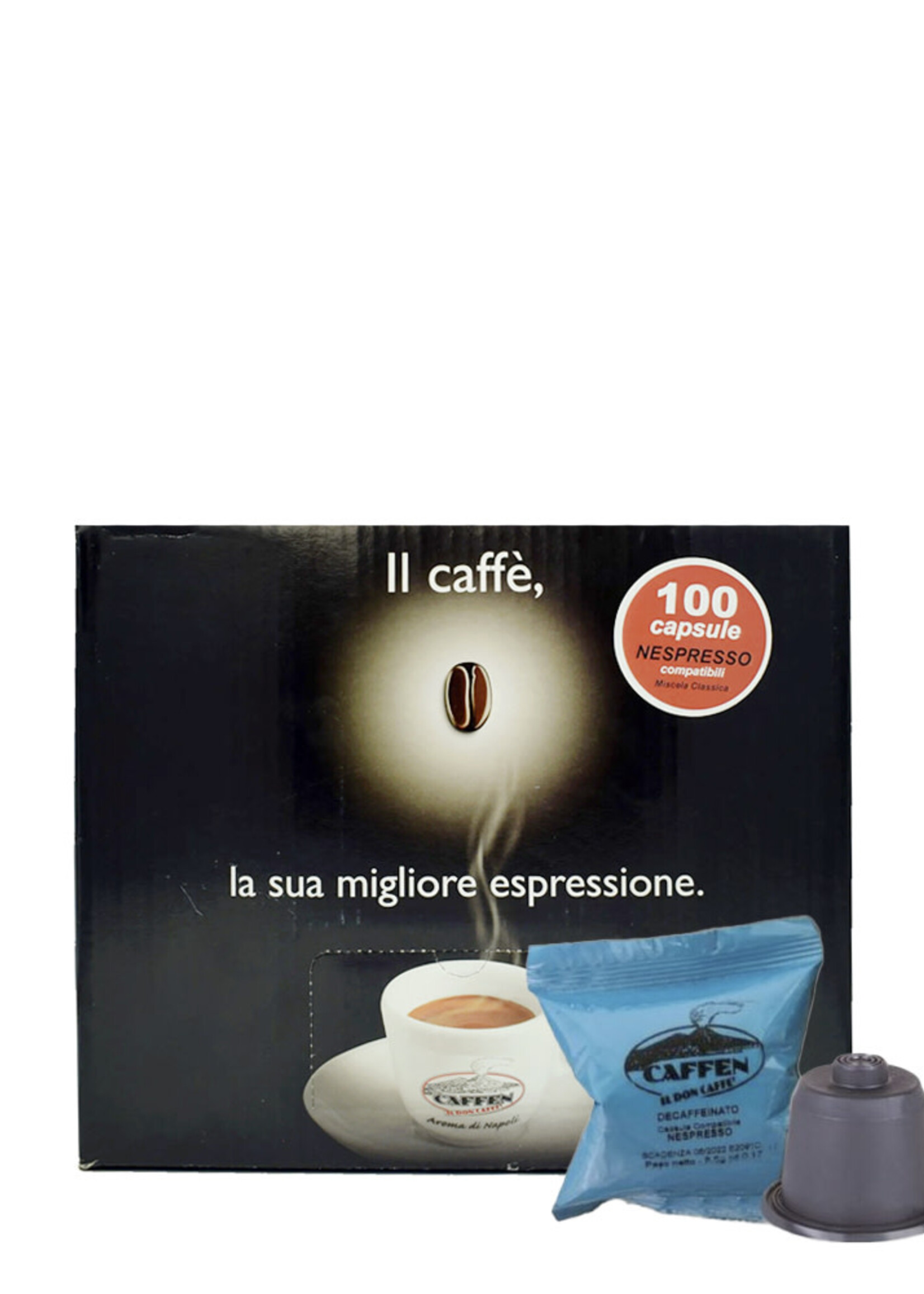 caffen Capsule Nespresso 100 pezzi - Miscela Deca 60% Arabica Brasile - 40% Robusta India (biologisch abbaubar) - Caffen