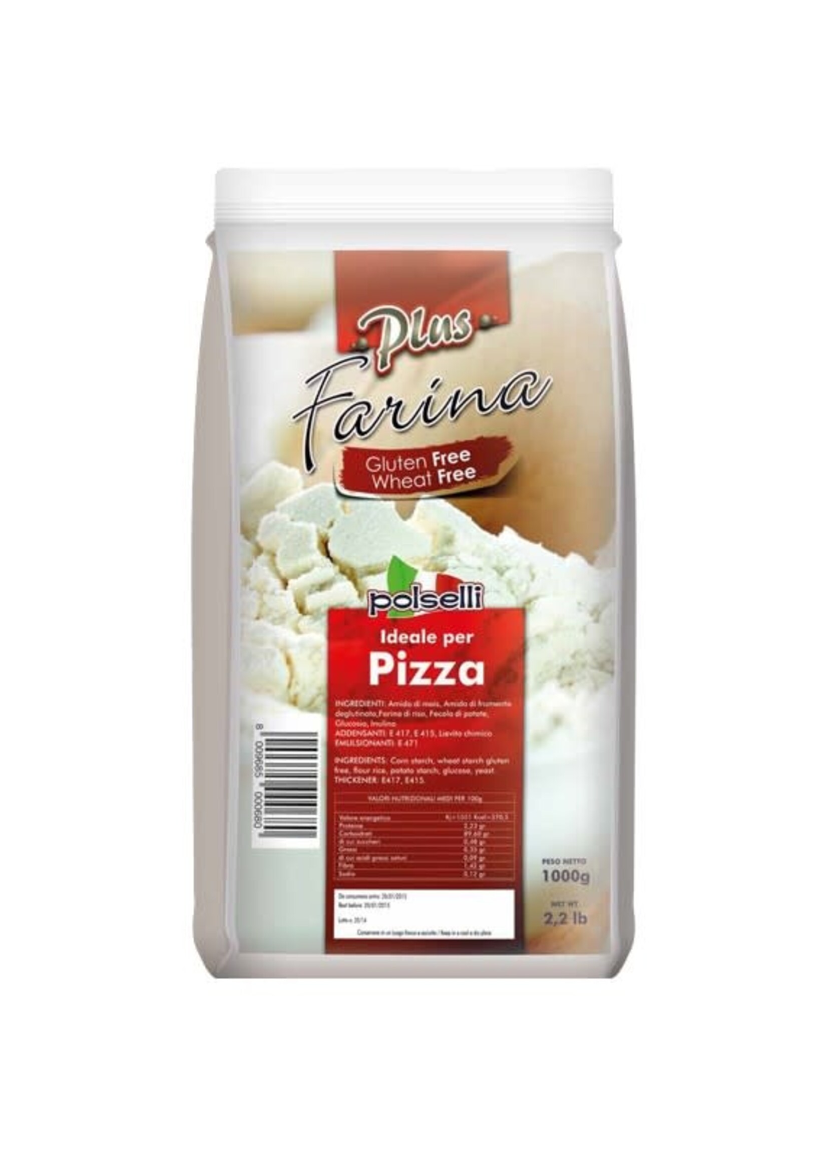 Farina senza glutine ideale per pizza, 1kg - Polselli