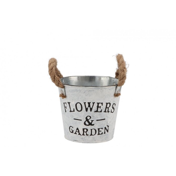 Zinken bloempot met oren 14x12cm Zinken bloempot met oren 14x12cm