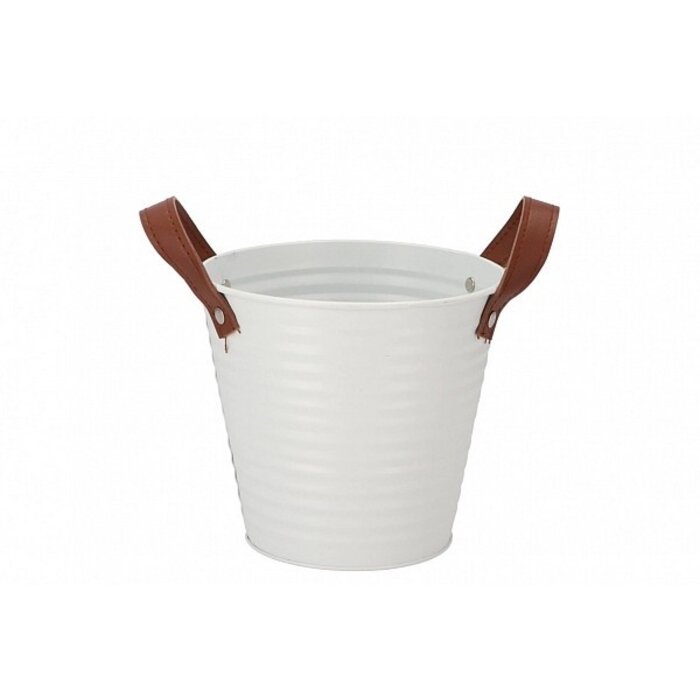 Zinken bloempot mat wit 18x17cm