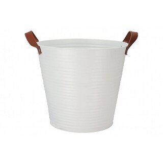 Zinken bloempot mat wit 30x28cm