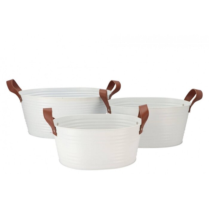 Zinken bloempot ovaal mat wit 23x18x12cm Zinken bloempot ovaal mat wit 23x18x12cm