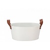 Zinken bloempot ovaal mat wit 23x18x12cm