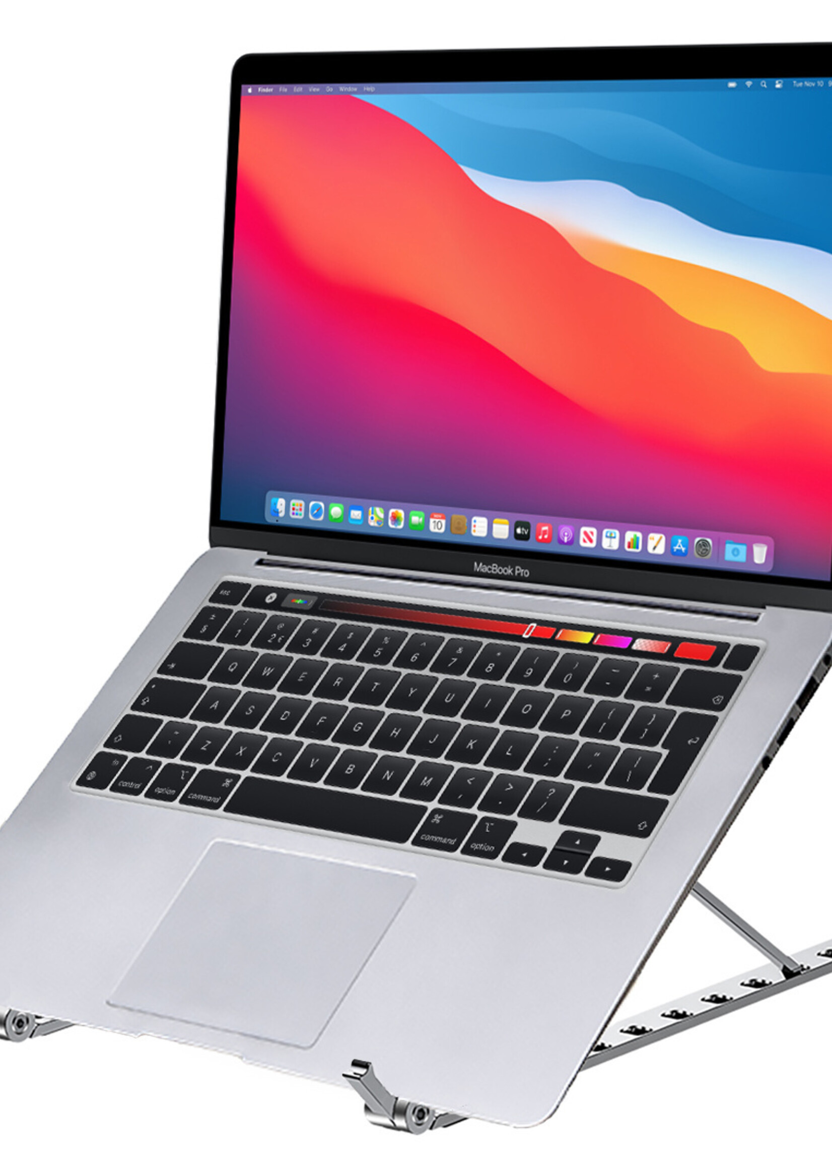 BTH Universele Verstelbare Laptop Standaard Ergonomisch Opvouwbaar - Aluminium Laptop Houder Verstelbaar - Zilver