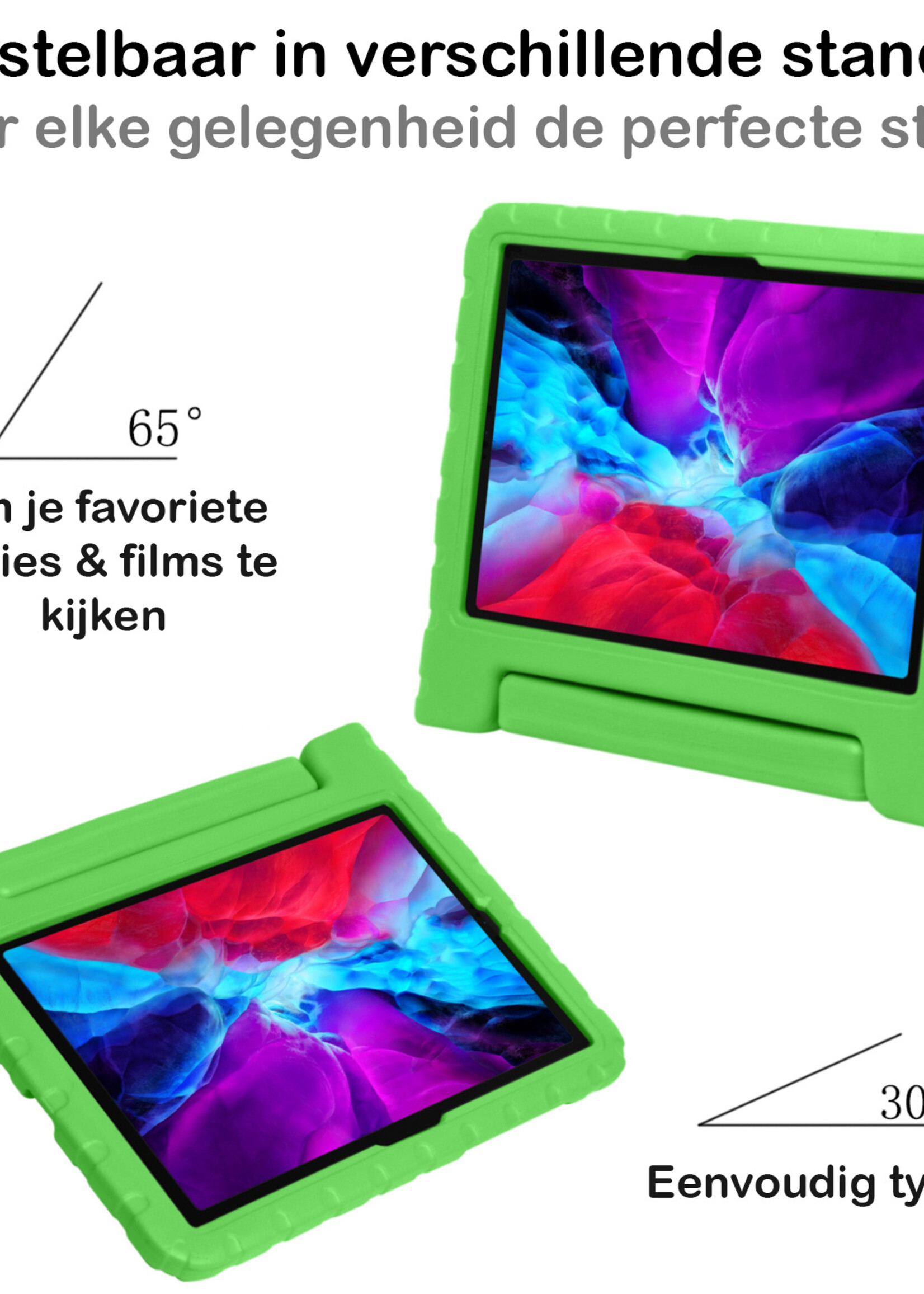 BTH Kinderhoes Geschikt voor iPad Pro 2020 (11 inch) Hoes Kinder Hoesje Kids Case Cover Kidsproof - Hoesje Geschikt voor iPad Pro 11 inch (2020) Hoesje Kinder Hoes - Groen