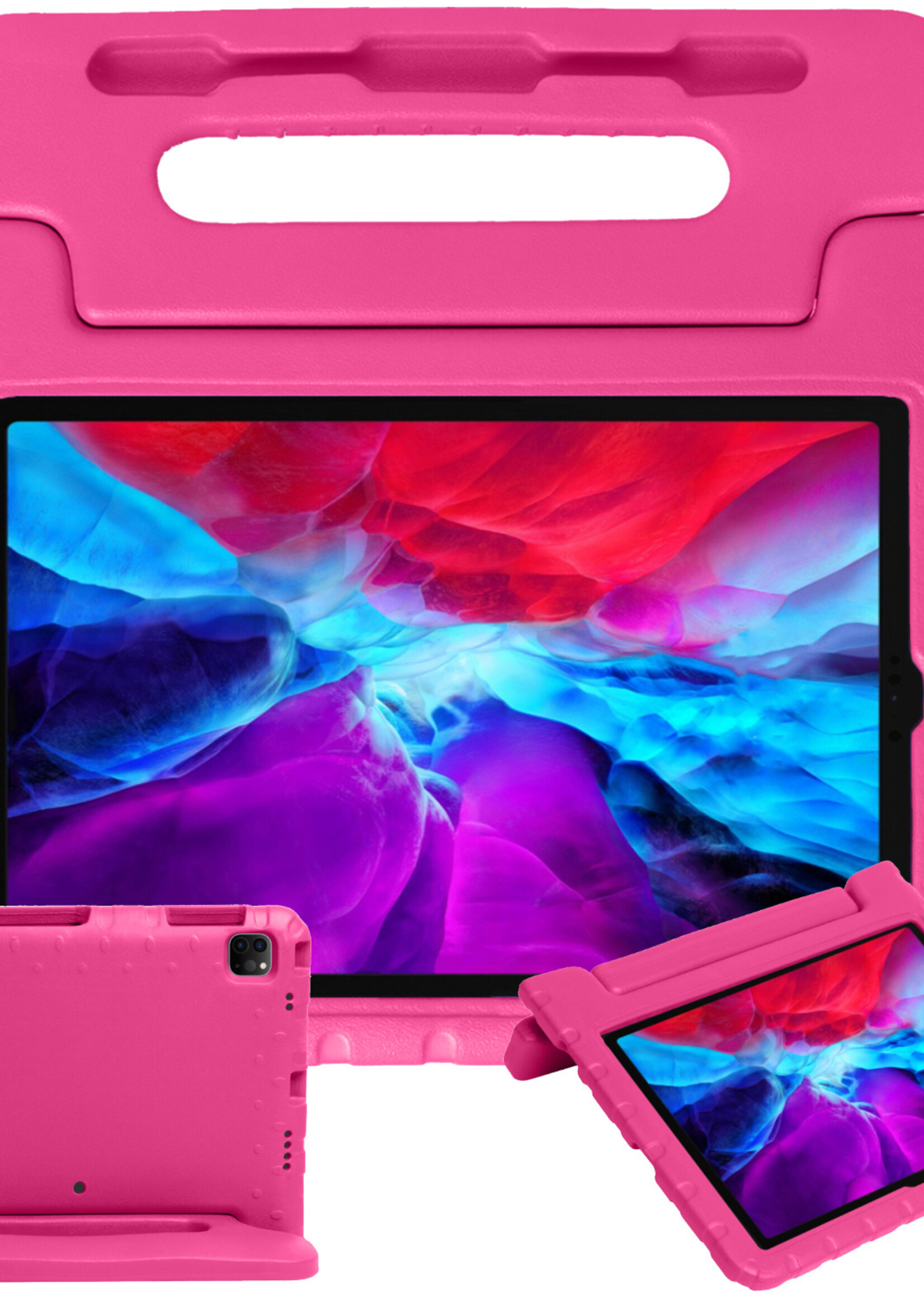 BTH Kinderhoes Geschikt voor iPad Pro 2020 (11 inch) Hoes Kinder Hoesje Kids Case Cover Kidsproof - Hoesje Geschikt voor iPad Pro 11 inch (2020) Hoesje Kinder Hoes - Roze