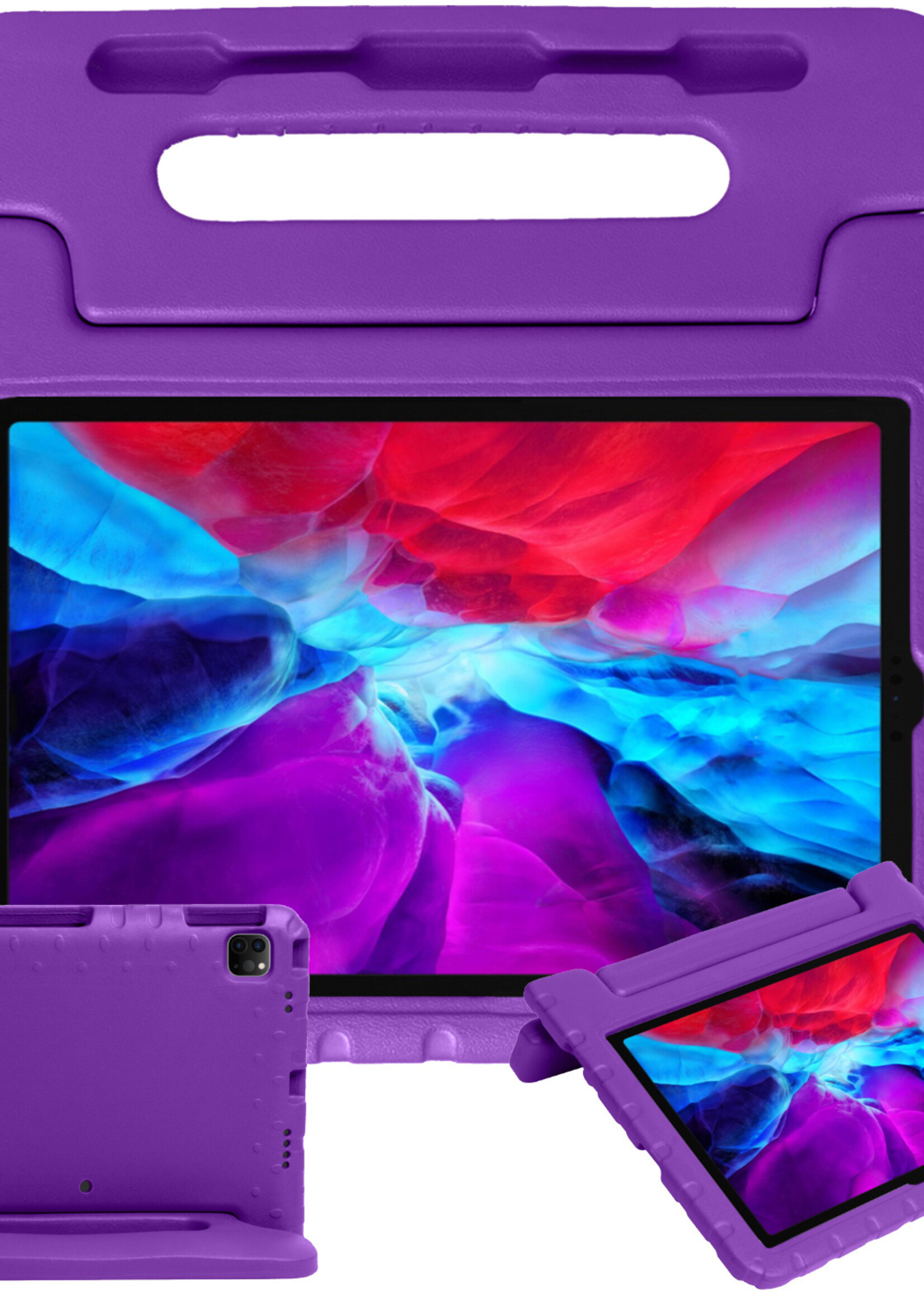 BTH Kinderhoes Geschikt voor iPad Pro 2020 (11 inch) Hoes Kinder Hoesje Kids Case Cover Kidsproof - Hoesje Geschikt voor iPad Pro 11 inch (2020) Hoesje Kinder Hoes - Paars