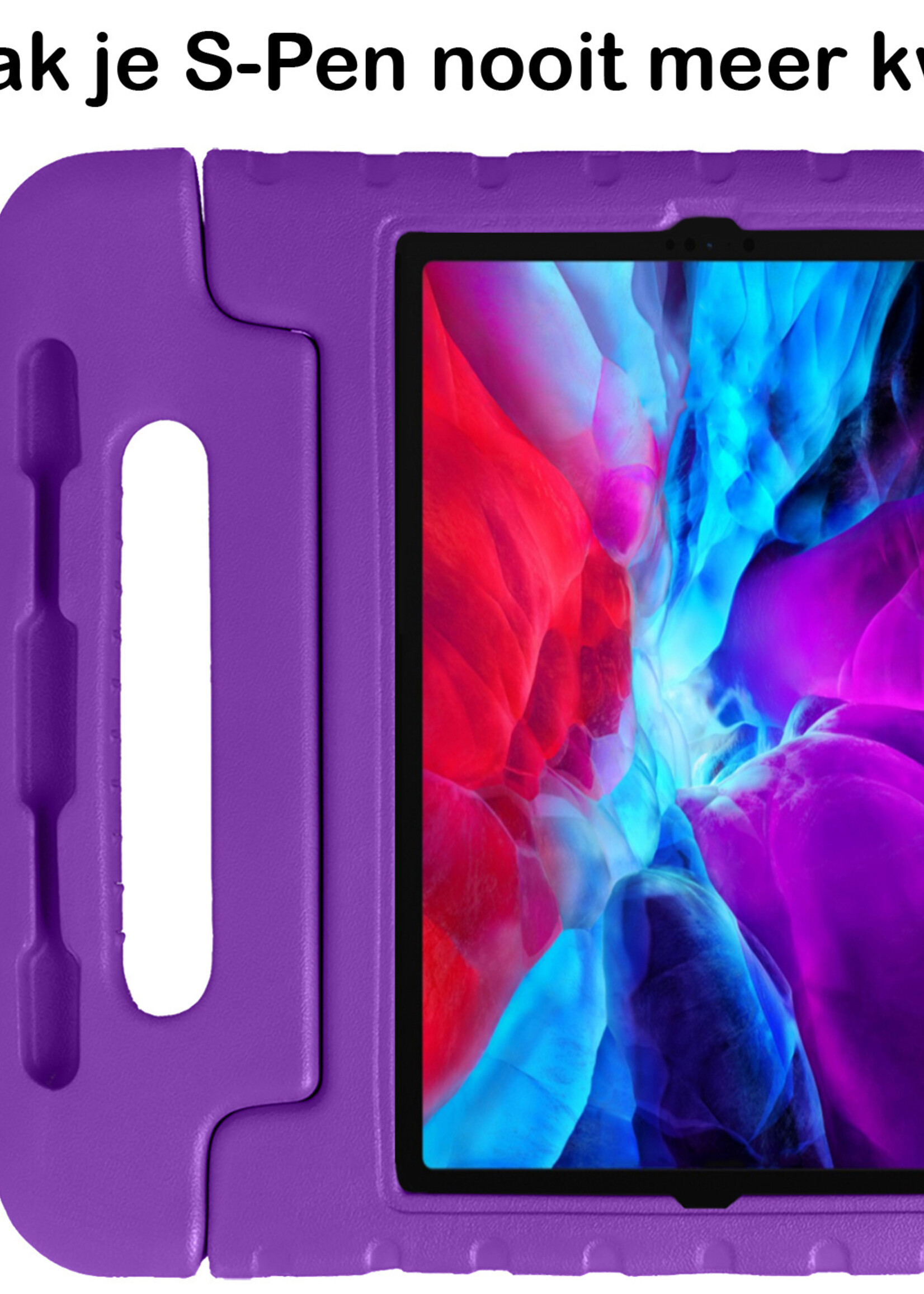 BTH Kinderhoes Geschikt voor iPad Pro 2020 (11 inch) Hoes Kinder Hoesje Kids Case Cover Kidsproof - Hoesje Geschikt voor iPad Pro 11 inch (2020) Hoesje Kinder Hoes - Paars