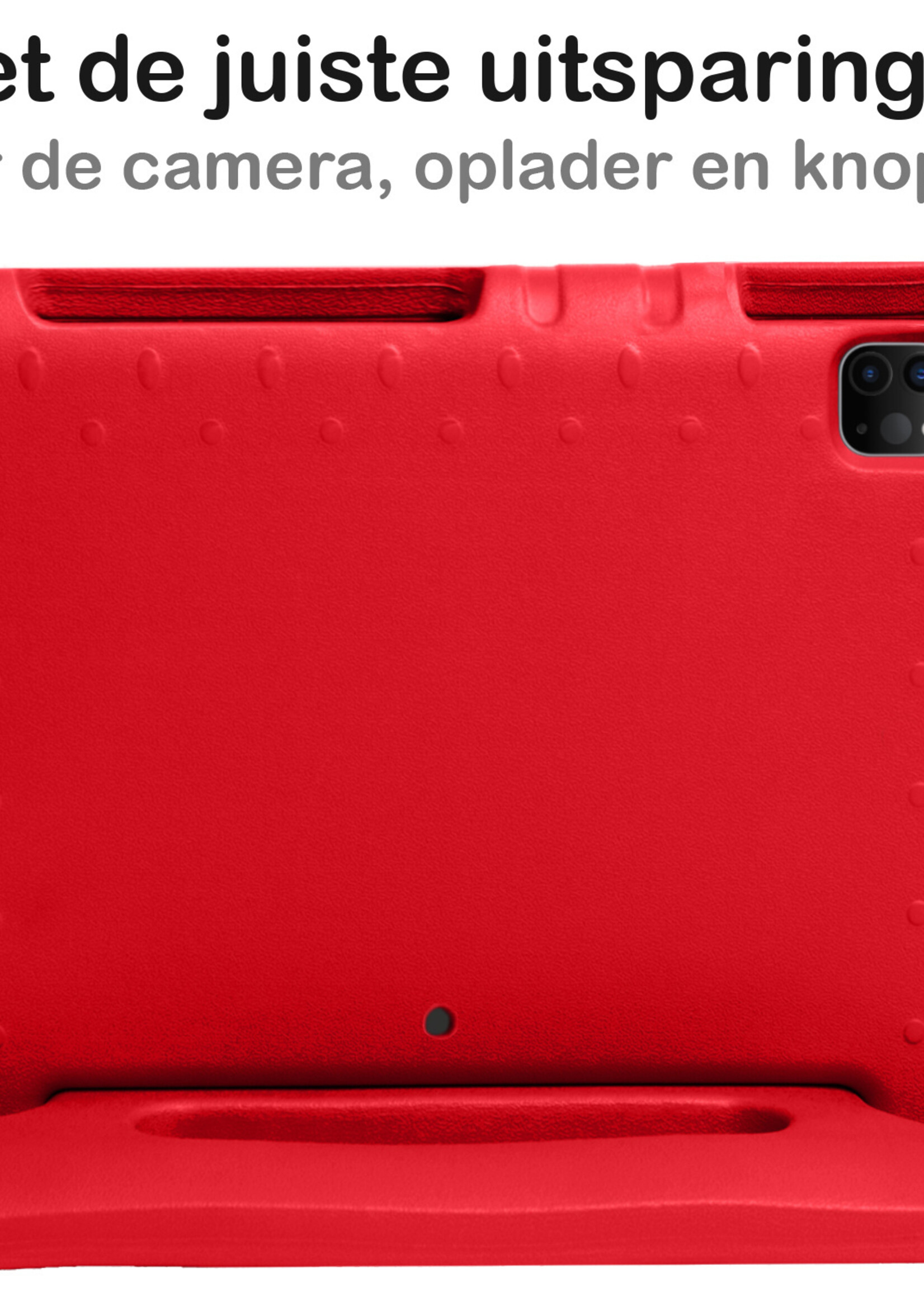 BTH Kinderhoes Geschikt voor iPad Pro 2020 (11 inch) Hoes Kinder Hoesje Kids Case Cover Kidsproof - Hoesje Geschikt voor iPad Pro 11 inch (2020) Hoesje Kinder Hoes - Rood