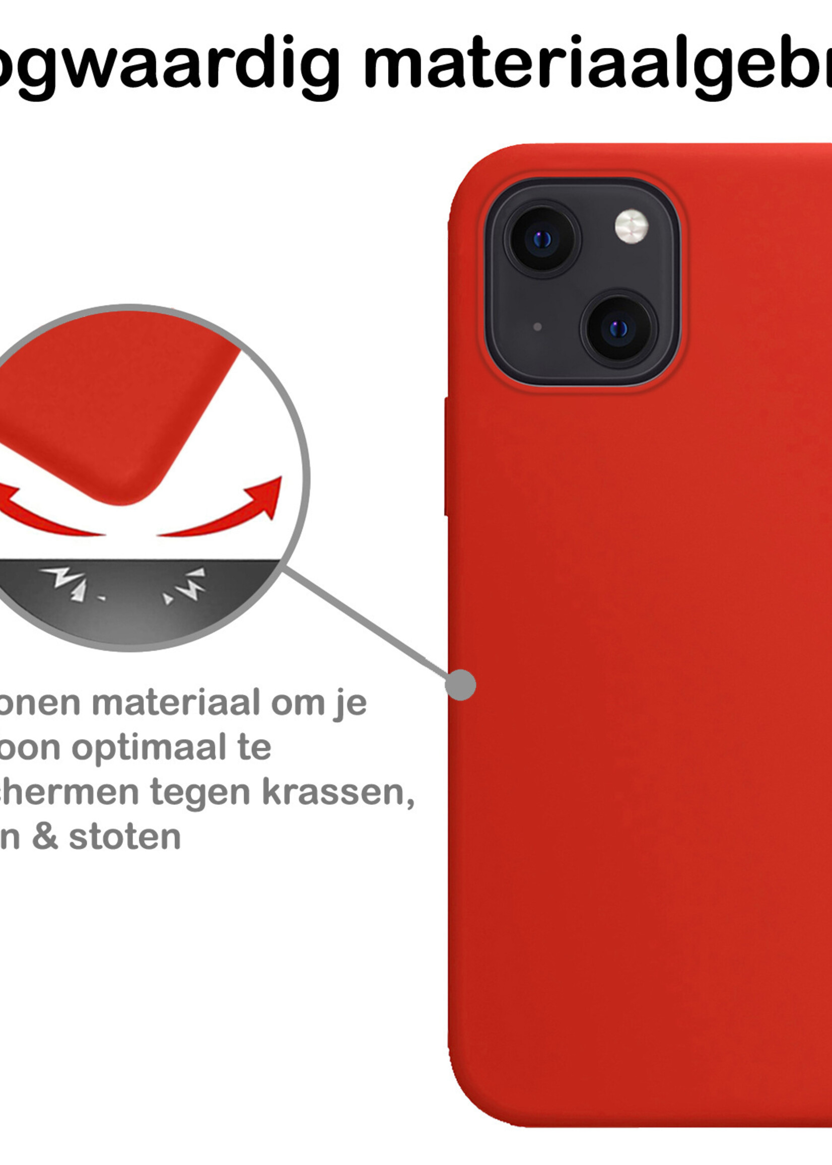 BTH Hoesje Geschikt voor iPhone 13 Mini Hoesje Siliconen Case Hoes - Hoes Geschikt voor iPhone 13 Mini Hoes Cover Case - Rood - 2 PACK