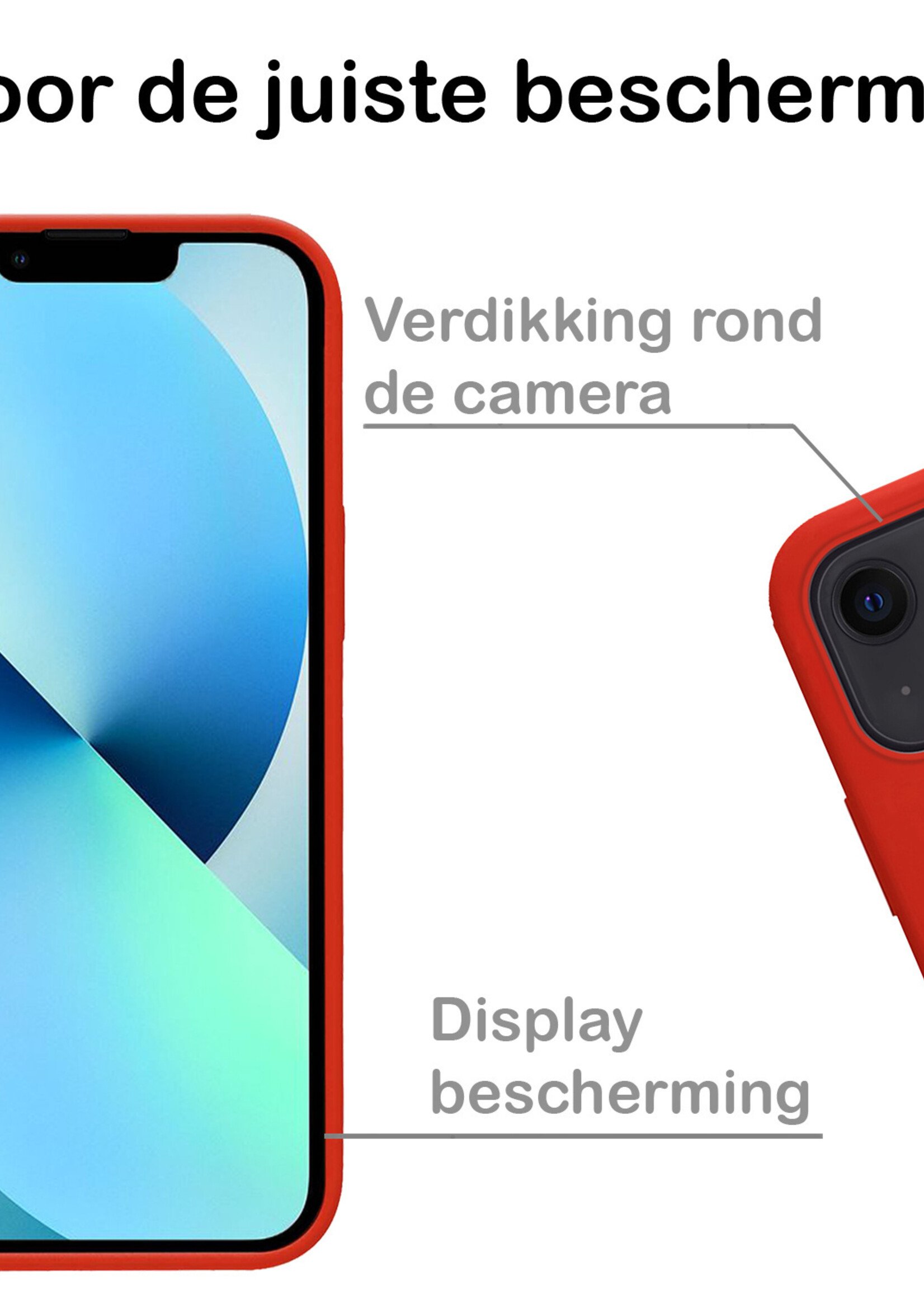 BTH Hoesje Geschikt voor iPhone 13 Mini Hoesje Siliconen Case Hoes - Hoes Geschikt voor iPhone 13 Mini Hoes Cover Case - Rood - 2 PACK