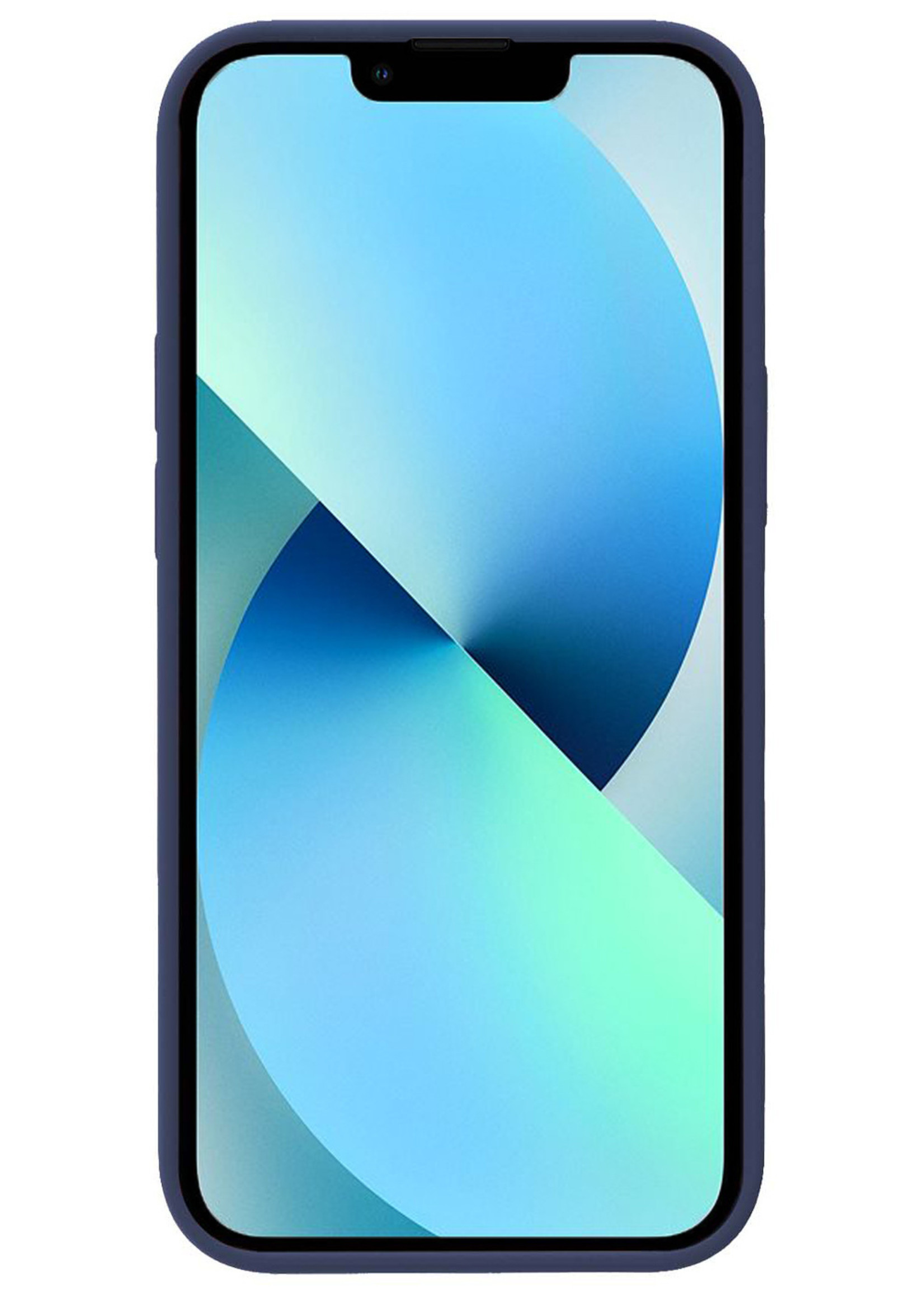 BTH Hoesje Geschikt voor iPhone 13 Hoesje Siliconen Case Hoes - Hoes Geschikt voor iPhone 13 Hoes Cover Case - Donkerblauw - 2 PACK