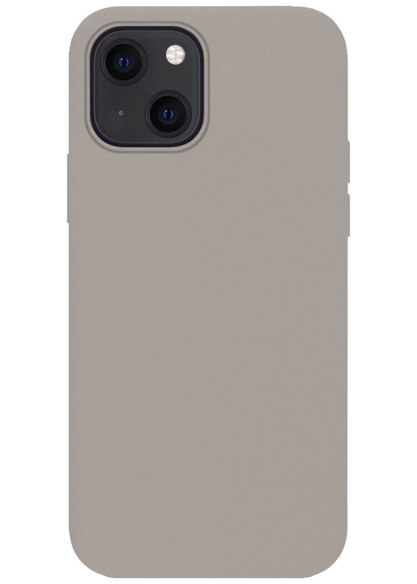 BTH Hoesje Geschikt voor iPhone 13 Hoesje Siliconen Case Hoes - Hoes Geschikt voor iPhone 13 Hoes Cover Case - Grijs - 2 PACK