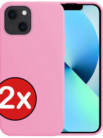 BTH BTH iPhone 13 Hoesje Siliconen - Lichtroze - 2 PACK