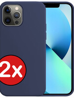 BTH BTH iPhone 13 Pro Hoesje Siliconen - Donkerblauw - 2 PACK